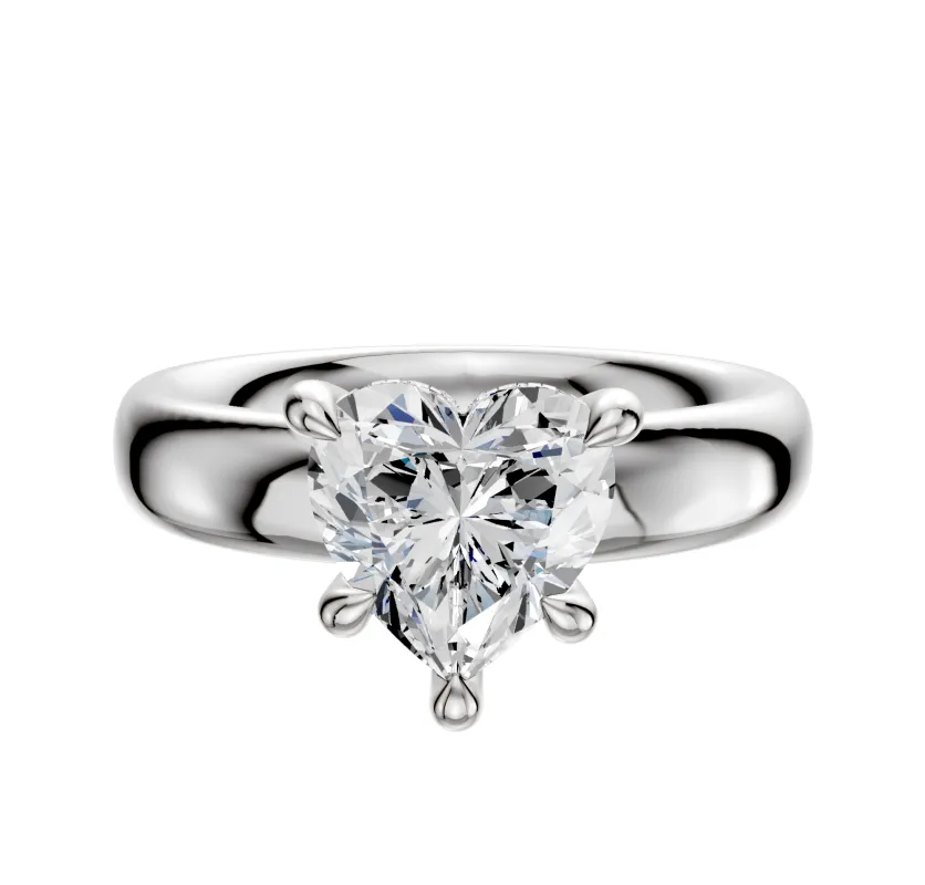 14K White Gold 4 Prong Hidden Halo Classic Dome 4.0mm Engagement Ring made by Effy