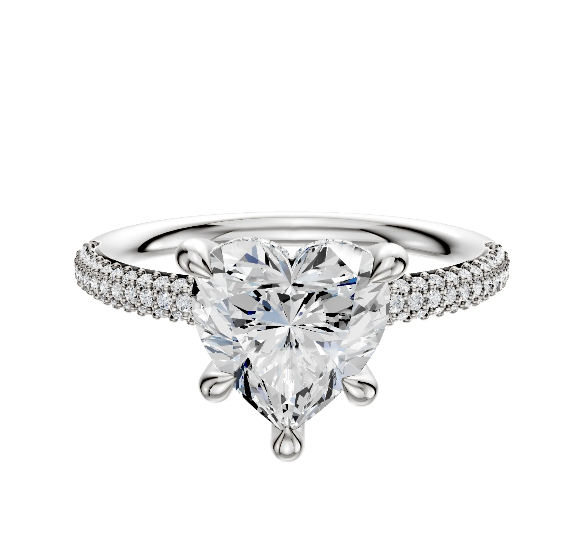 Platinum 4 Prong Hidden Halo Classic Dome 3-Row-Pave 2.0mm Engagement Ring sold by Effy