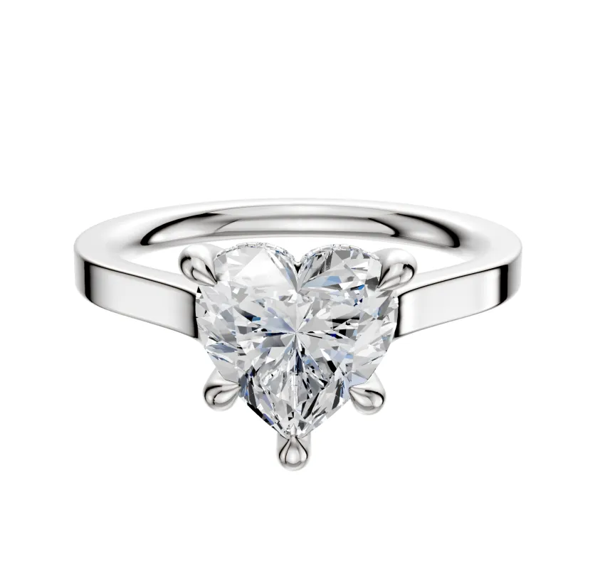 14K White Gold 4 Prong Hidden Halo Cathedral Flat 2.0mm Engagement Ring sold by Effy