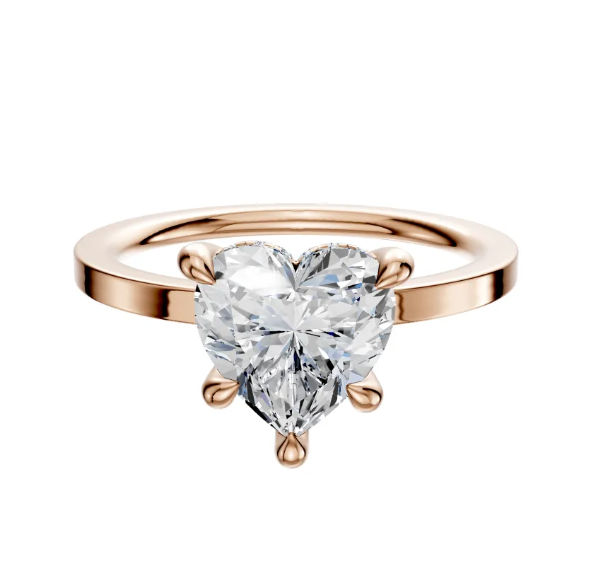 14K Rose Gold 4 Prong Hidden Halo Classic Flat 1.5mm Engagement Ring sold by Effy