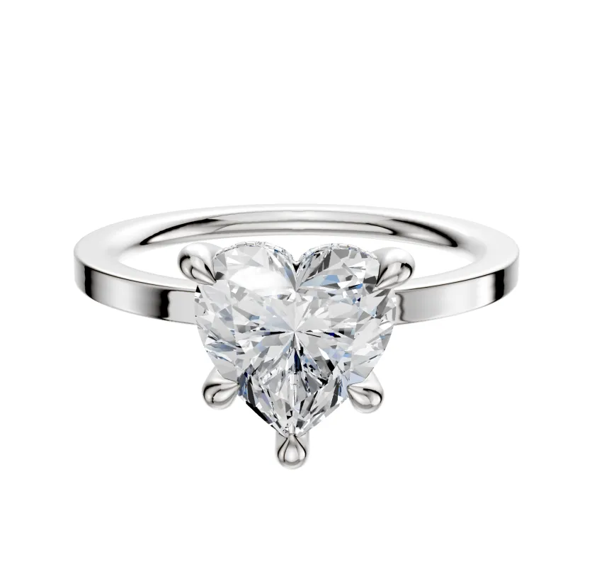Platinum 4 Prong Hidden Halo Classic Flat 1.5mm Engagement Ring made by Effy