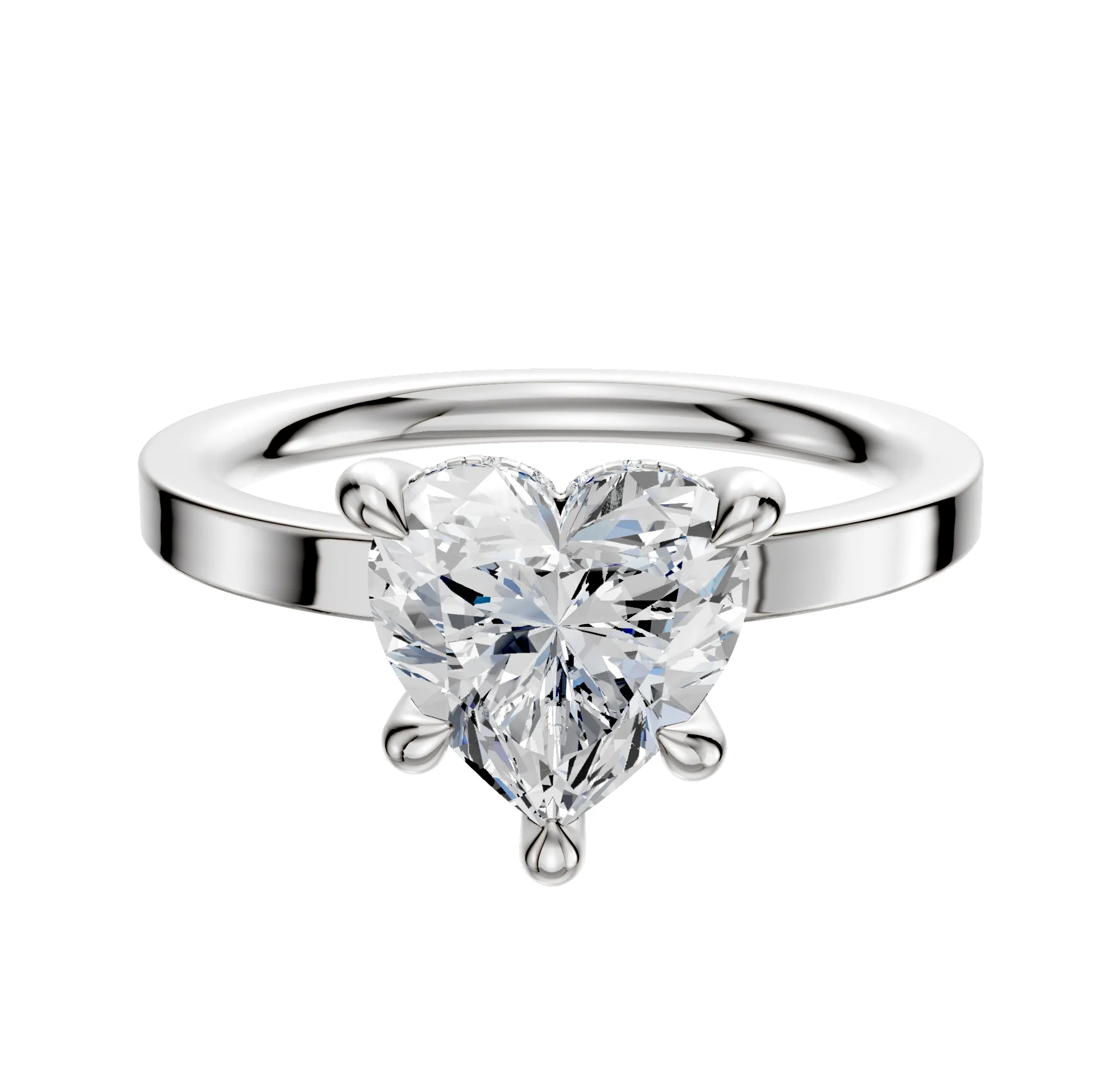 18K White Gold 4 Prong Hidden Halo Classic Flat 2.0mm Engagement Ring sold by Effy
