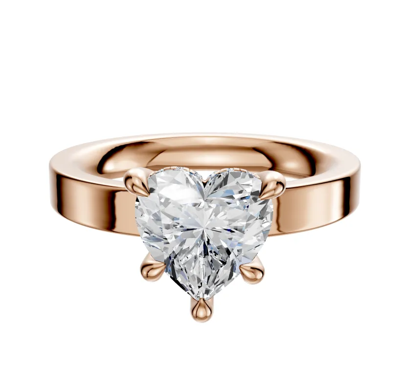 18K Rose Gold 4 Prong Hidden Halo Classic Flat 3.0mm Engagement Ring sold by Effy