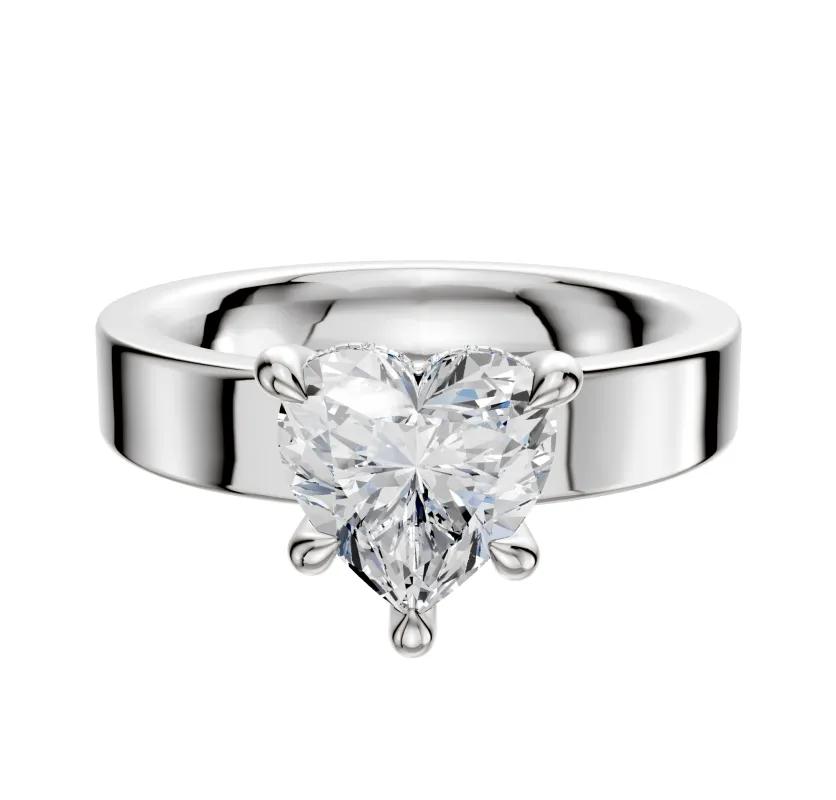 18K White Gold 4 Prong Hidden Halo Classic Flat 4.0mm Engagement Ring sold by Effy