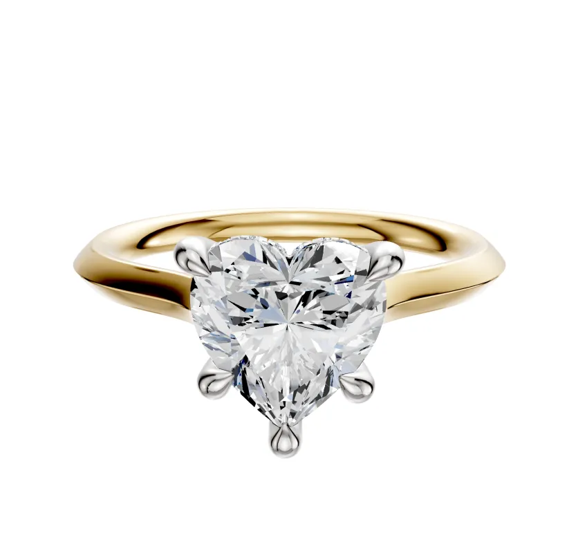 14K Two Tone 4 Prong Hidden Halo Cathedral Knife Edge 2.0mm Engagement Ring sold by Effy