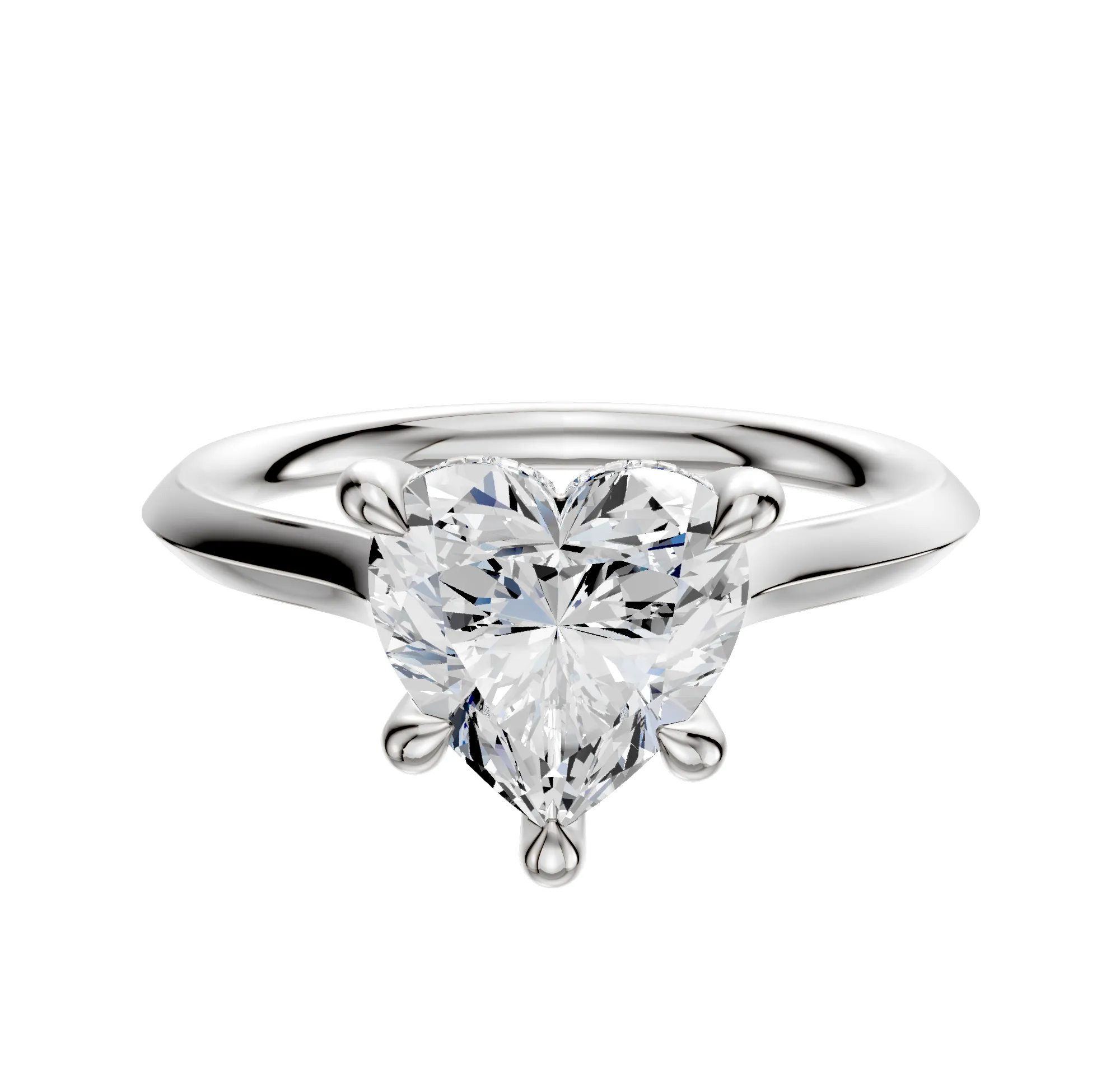 18K White Gold 4 Prong Hidden Halo Cathedral Knife Edge 2.0mm Engagement Ring sold by Effy