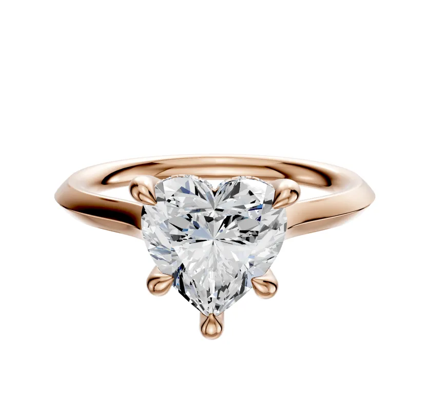 18K Rose Gold 4 Prong Hidden Halo Cathedral Knife Edge 2.0mm Engagement Ring sold by Effy