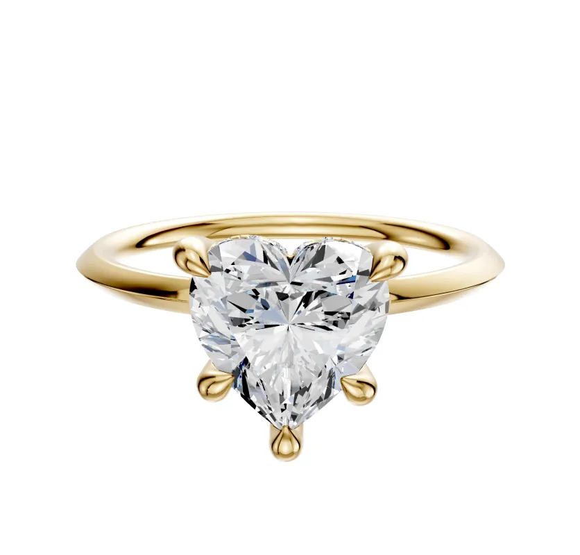 18K Yellow Gold 4 Prong Hidden Halo Classic Knife Edge 1.5mm Engagement Ring made by Effy