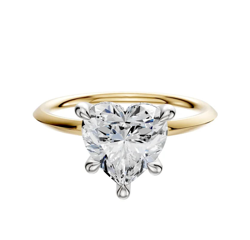 18K Two Tone 4 Prong Hidden Halo Classic Knife Edge 1.5mm Engagement Ring sold by Effy