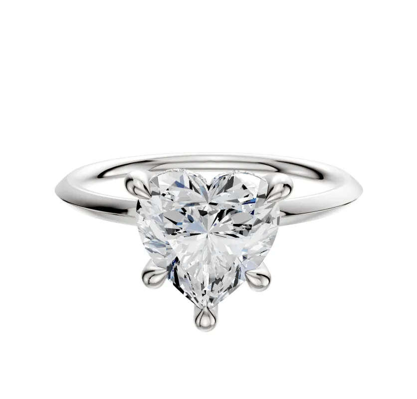 Platinum 4 Prong Hidden Halo Classic Knife Edge 1.5mm Engagement Ring made by Effy