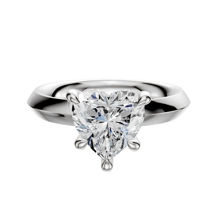 18K White Gold 4 Prong Hidden Halo Classic Knife Edge 3.0mm Engagement Ring sold by Effy