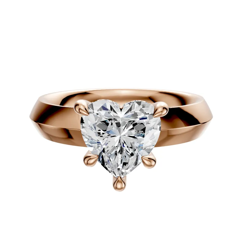 18K Rose Gold 4 Prong Hidden Halo Classic Knife Edge 4.0mm Engagement Ring made by Effy