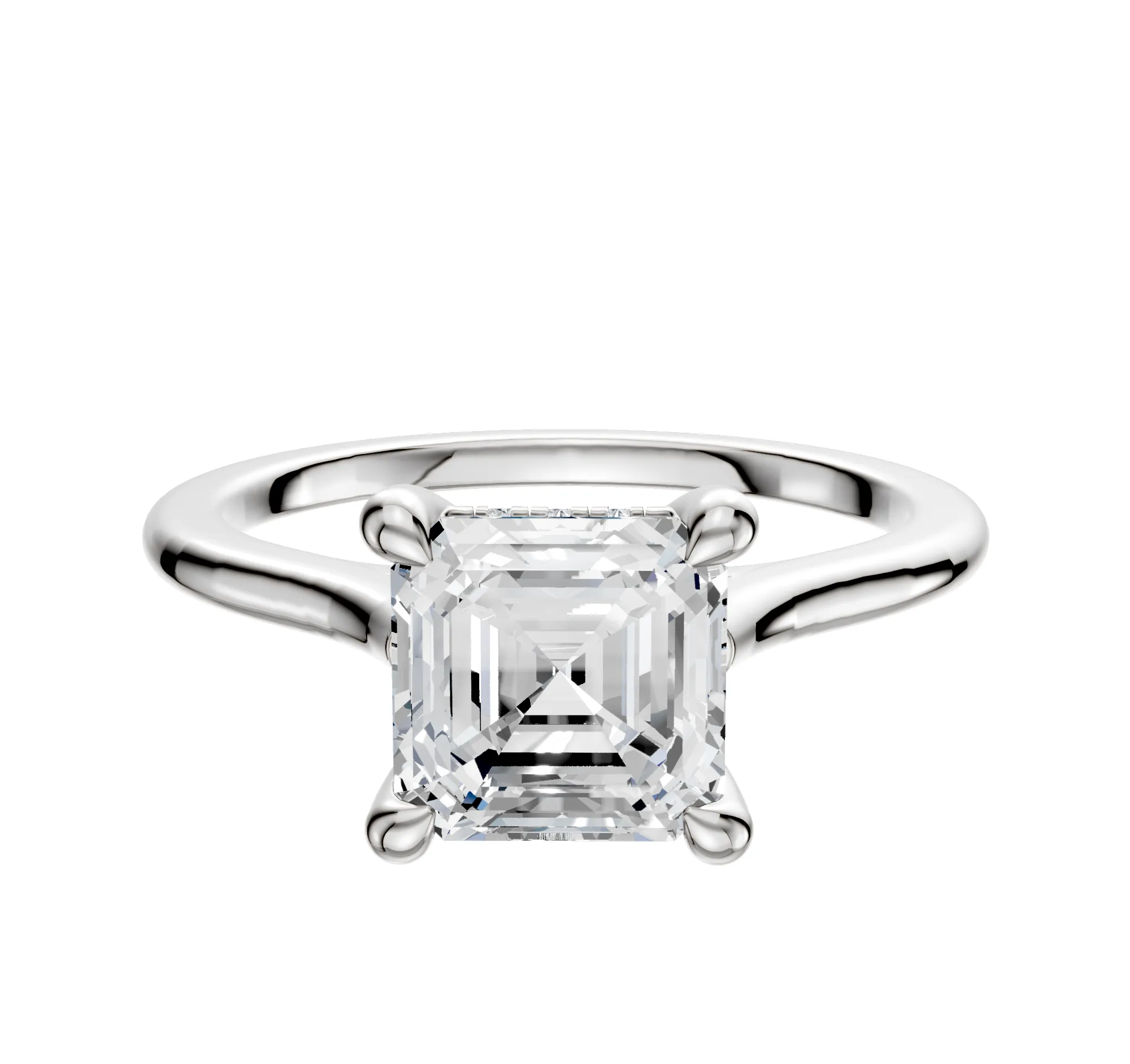 18K White Gold 4 Prong Hidden Halo Cathedral Dome 1.5mm Engagement Ring sold by Effy