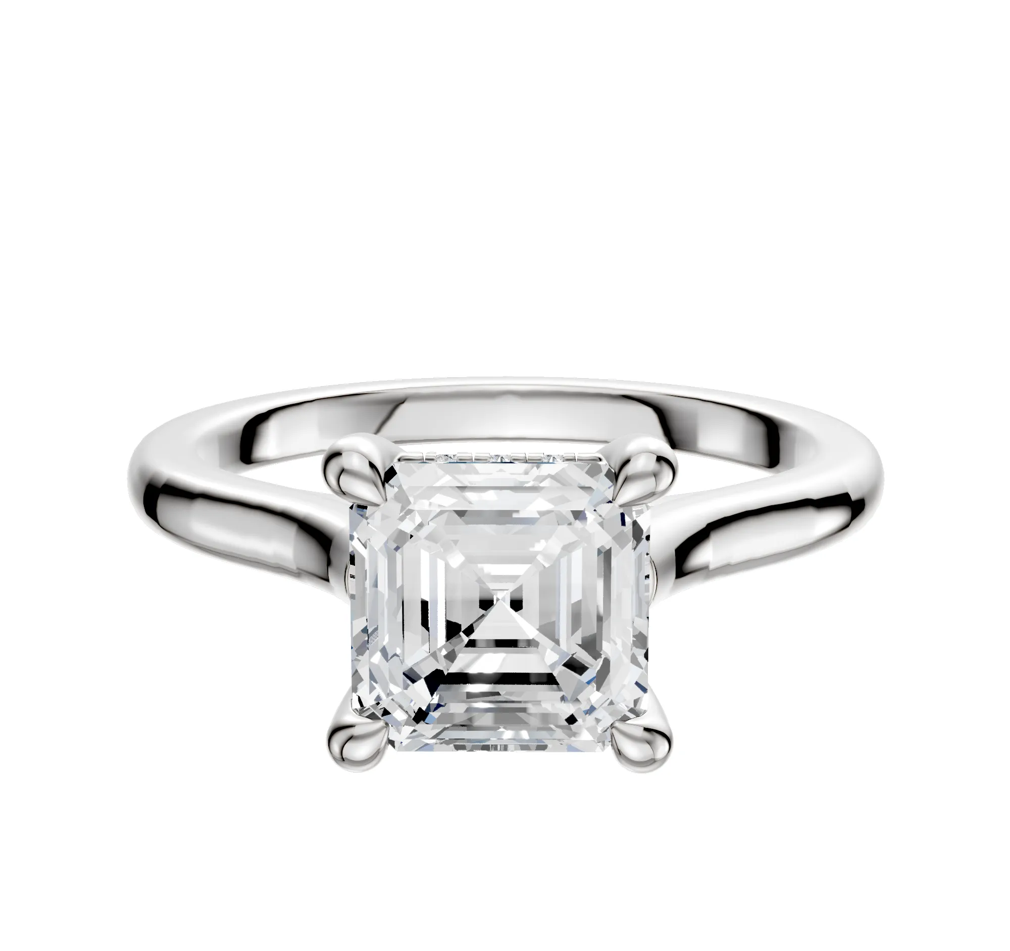 14K White Gold 4 Prong Hidden Halo Cathedral Dome 2.0mm Engagement Ring sold by Effy