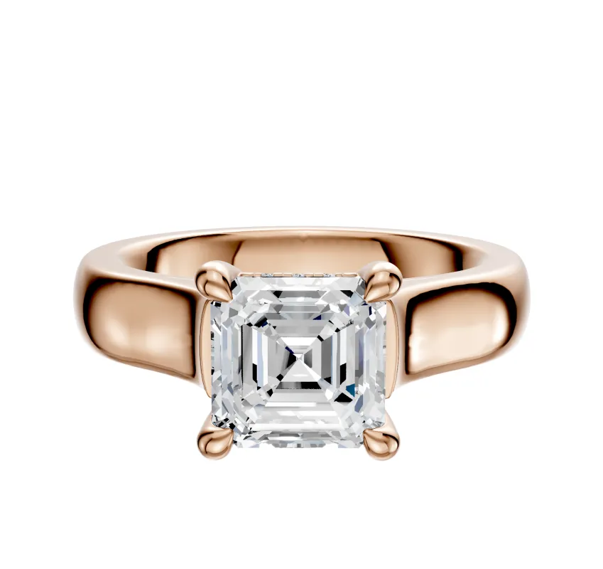 18K Rose Gold 4 Prong Hidden Halo Cathedral Dome 4.0mm Engagement Ring sold by Effy