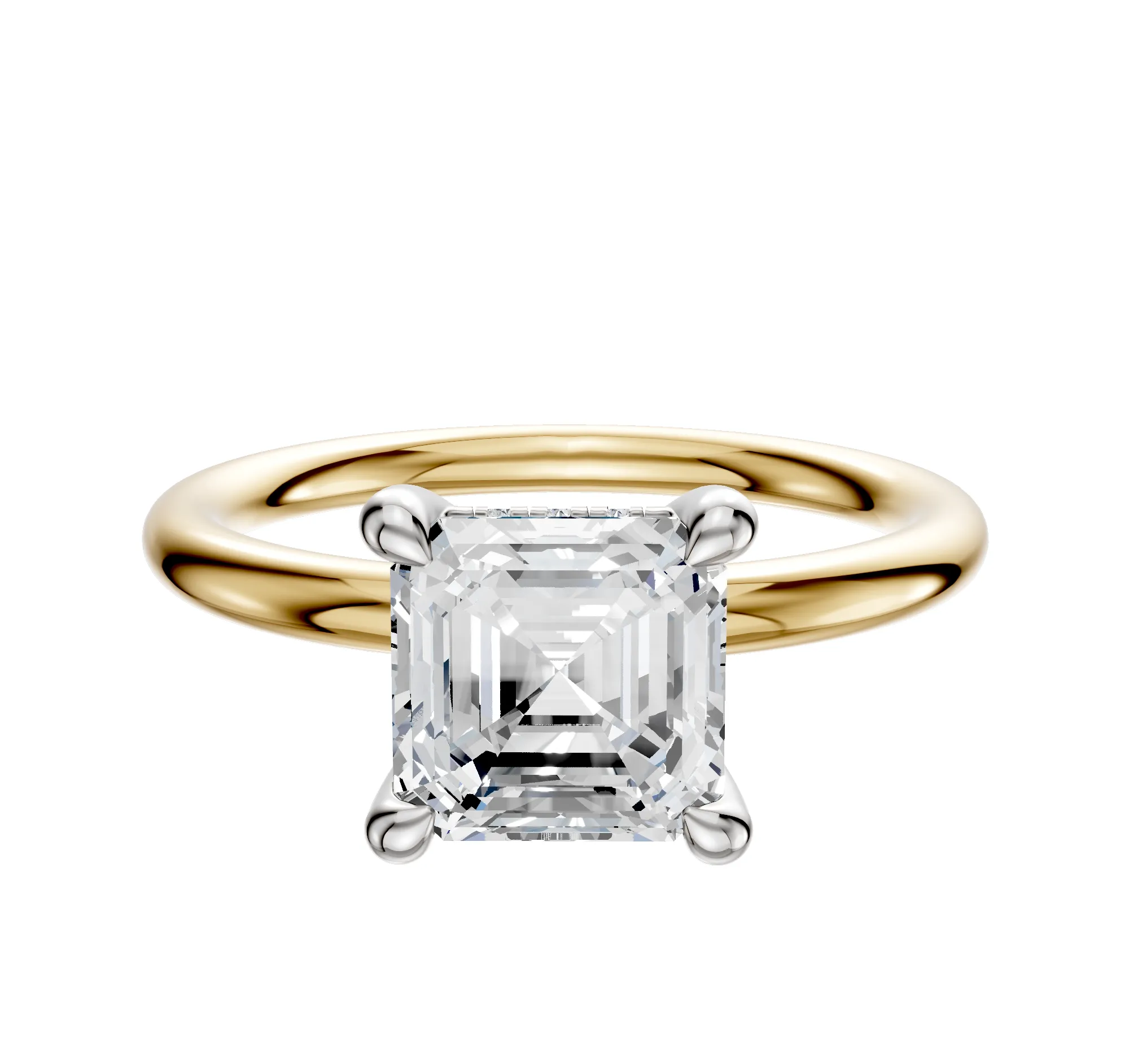 18K Two Tone 4 Prong Hidden Halo Classic Dome 2.0mm Engagement Ring sold by Effy