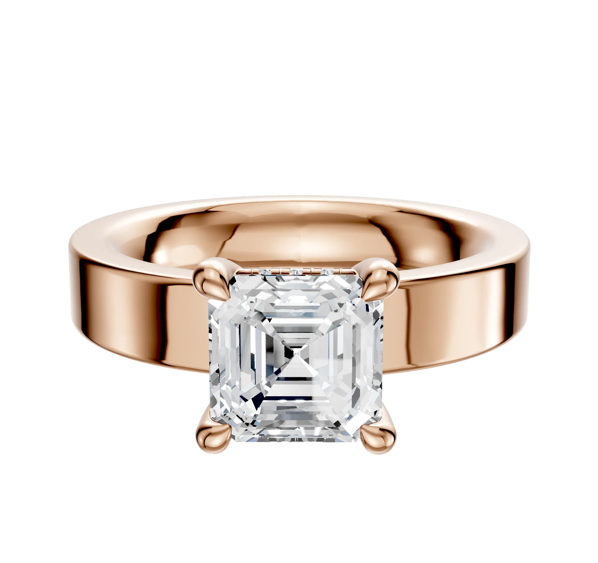 14K Rose Gold 4 Prong Hidden Halo Classic Flat 4.0mm Engagement Ring sold by Effy