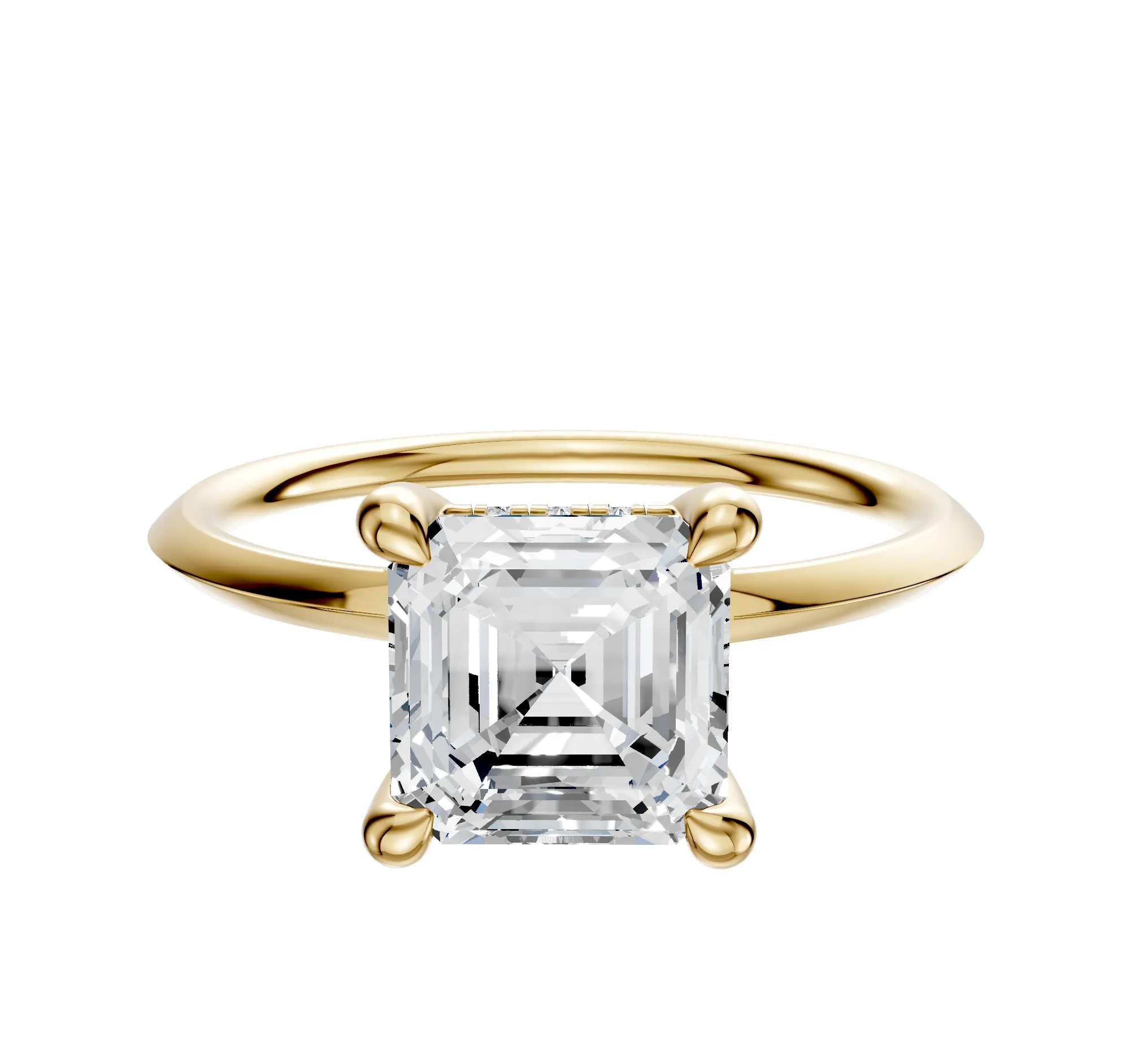 14K Yellow Gold 4 Prong Hidden Halo Classic Knife Edge 1.5mm Engagement Ring sold by Effy