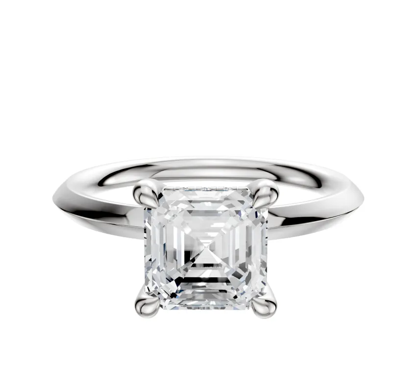 Platinum 4 Prong Hidden Halo Classic Knife Edge 2.0mm Engagement Ring made by Effy