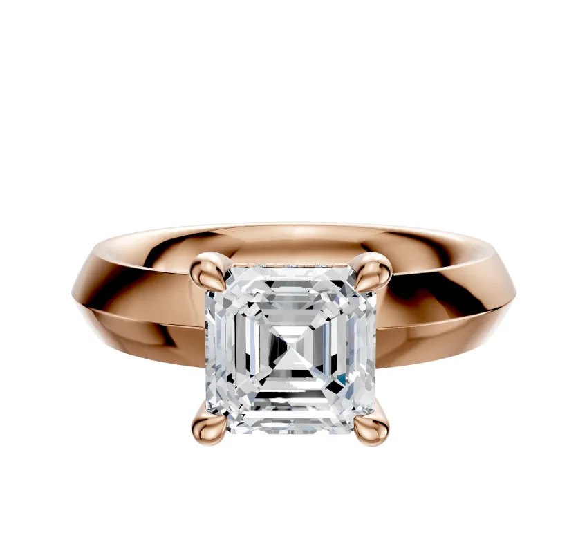 18K Rose Gold 4 Prong Hidden Halo Classic Knife Edge 4.0mm Engagement Ring sold by Effy