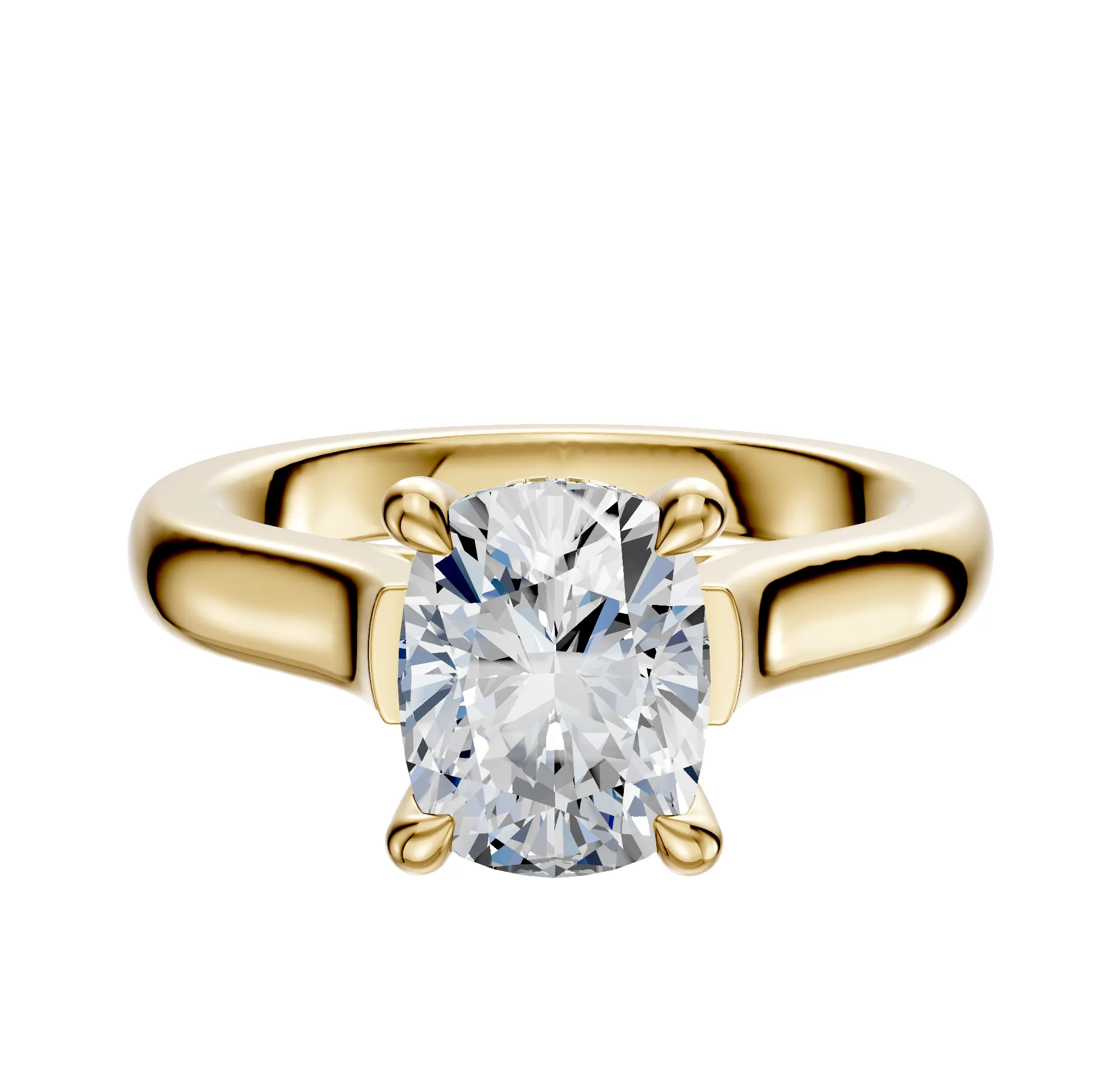 14K Yellow Gold 4 Prong Hidden Halo Cathedral Dome 3.0mm Engagement Ring sold by Effy