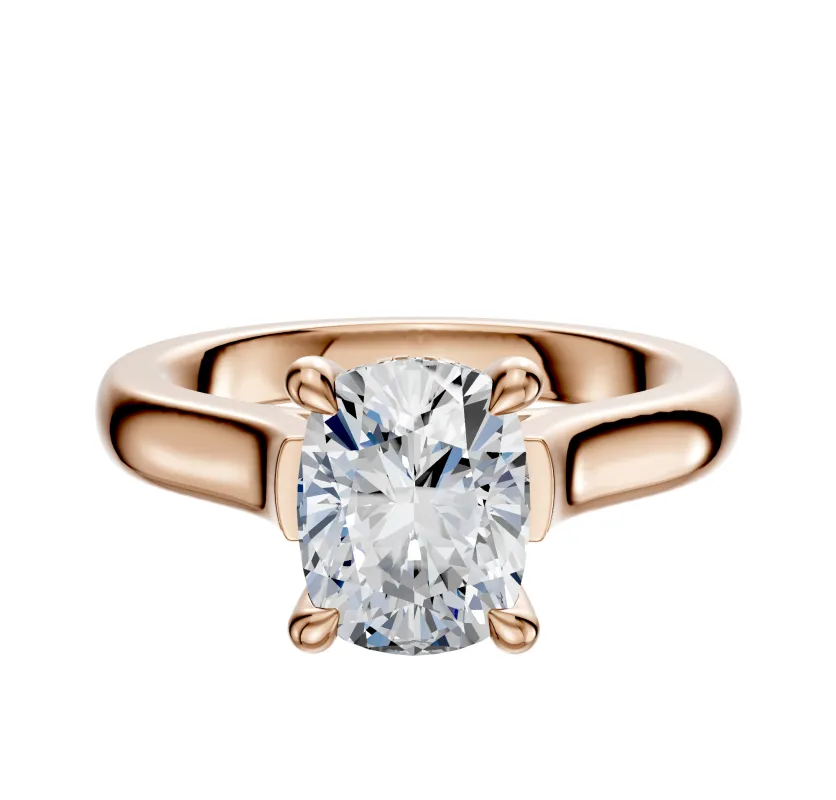 18K Rose Gold 4 Prong Hidden Halo Cathedral Dome 3.0mm Engagement Ring sold by Effy