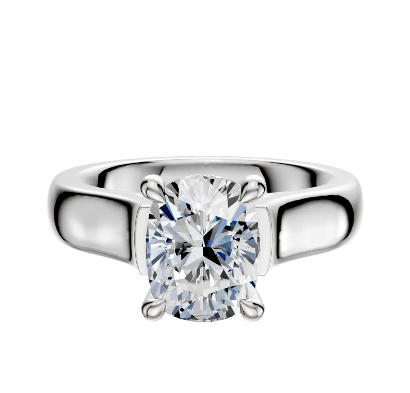 14K White Gold 4 Prong Hidden Halo Cathedral Dome 4.0mm Engagement Ring sold by Effy