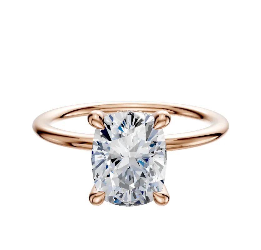 14K Rose Gold 4 Prong Hidden Halo Classic Dome 1.5mm Engagement Ring sold by Effy