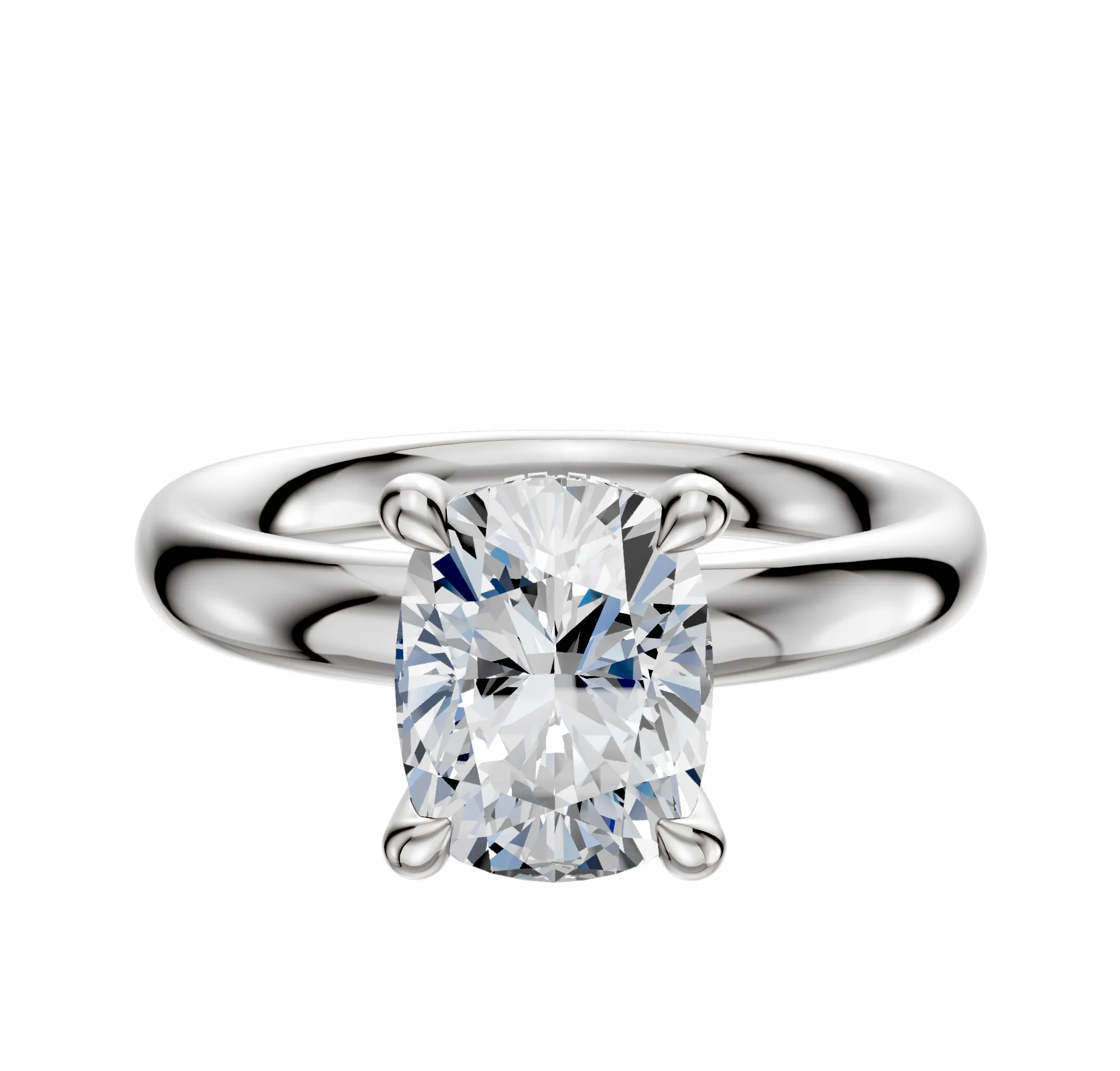 14K White Gold 4 Prong Hidden Halo Classic Dome 3.0mm Engagement Ring sold by Effy