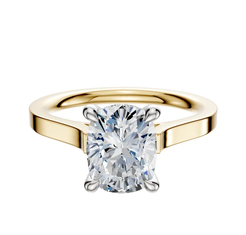 14K Two Tone 4 Prong Hidden Halo Cathedral Flat 2.0mm Engagement Ring sold by Effy