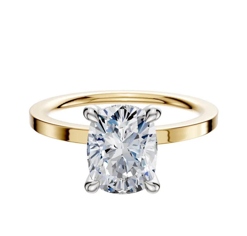 14K Two Tone 4 Prong Hidden Halo Classic Flat 1.5mm Engagement Ring sold by Effy