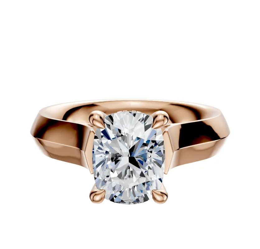 14K Rose Gold 4 Prong Hidden Halo Cathedral Knife Edge 4.0mm Engagement Ring sold by Effy