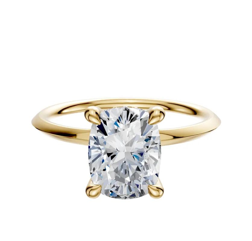 18K Yellow Gold 4 Prong Hidden Halo Classic Knife Edge 1.5mm Engagement Ring sold by Effy