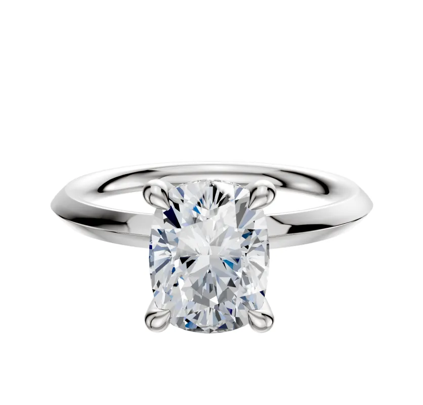 14K White Gold 4 Prong Hidden Halo Classic Knife Edge 2.0mm Engagement Ring sold by Effy