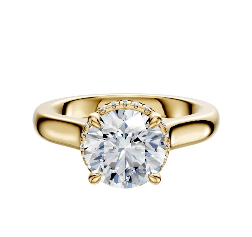 14K Yellow Gold 4 Prong Collar Cathedral Dome 3.0mm Engagement Ring sold by Effy