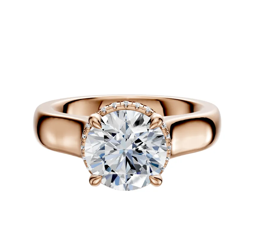 18K Rose Gold 4 Prong Collar Cathedral Dome 4.0mm Engagement Ring sold by Effy