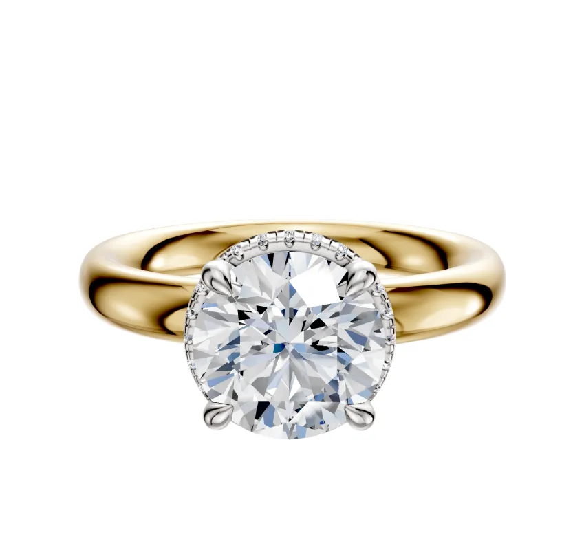 18K Two Tone 4 Prong Collar Classic Dome 3.0mm Engagement Ring sold by Effy