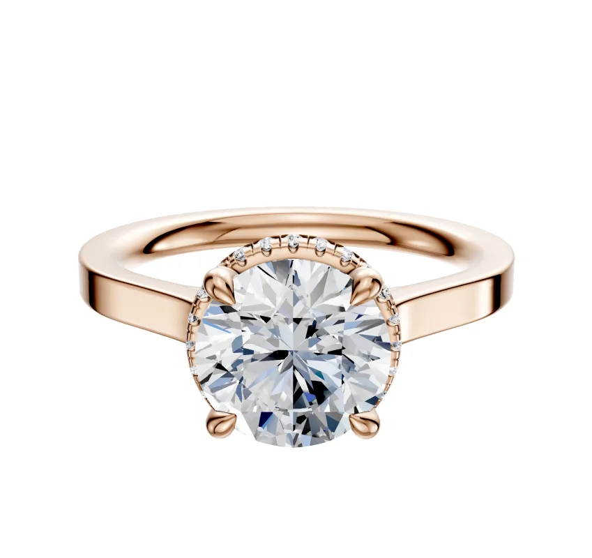 14K Rose Gold 4 Prong Collar Cathedral Flat 2.0mm Engagement Ring sold by Effy