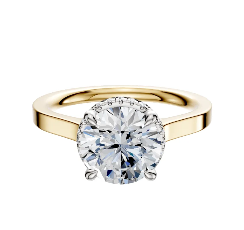 18K Two Tone 4 Prong Collar Cathedral Flat 2.0mm Engagement Ring sold by Effy