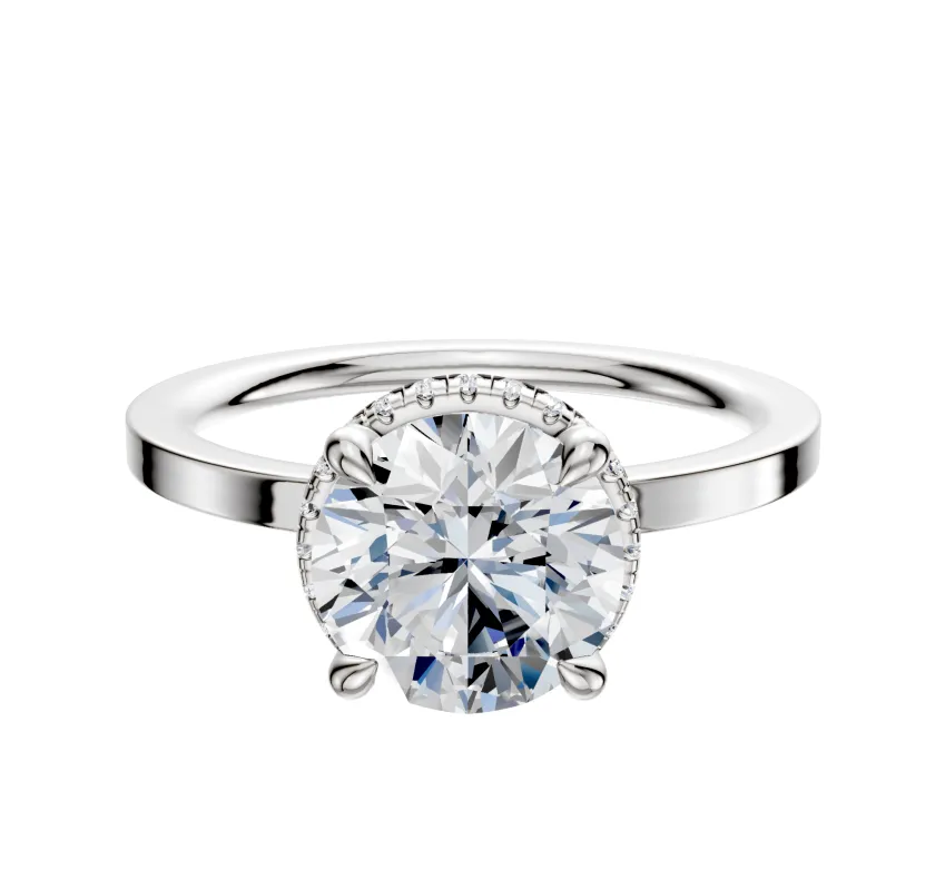 14K White Gold 4 Prong Collar Classic Flat 1.5mm Engagement Ring made by Effy