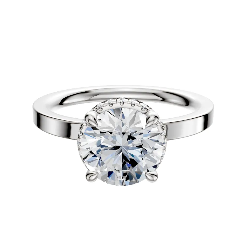 14K White Gold 4 Prong Collar Classic Flat 2.0mm Engagement Ring made by Effy
