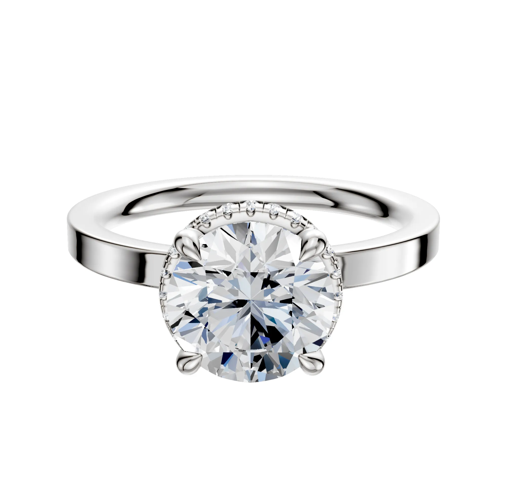 14K White Gold 4 Prong Collar Classic Flat 2.0mm Engagement Ring sold by Effy