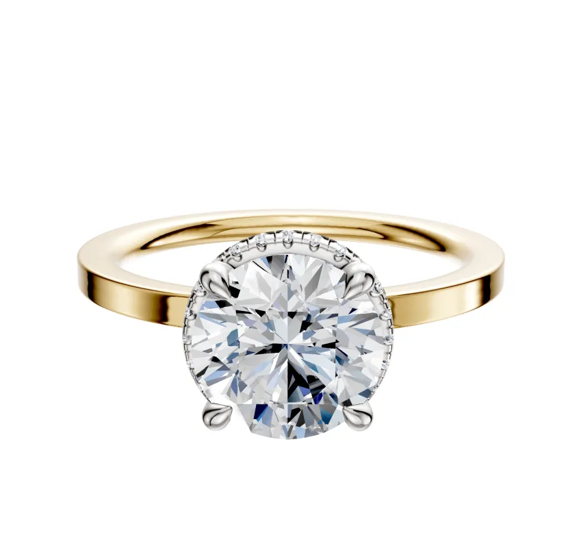 18K Two Tone 4 Prong Collar Classic Flat 1.5mm Engagement Ring made by Effy