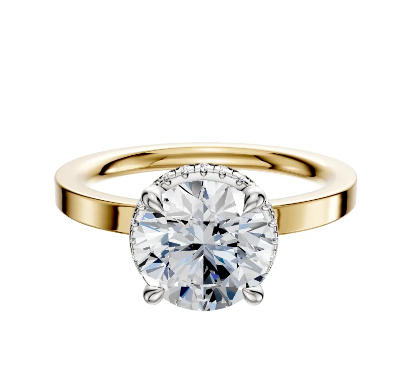 18K Two Tone 4 Prong Collar Classic Flat 2.0mm Engagement Ring sold by Effy