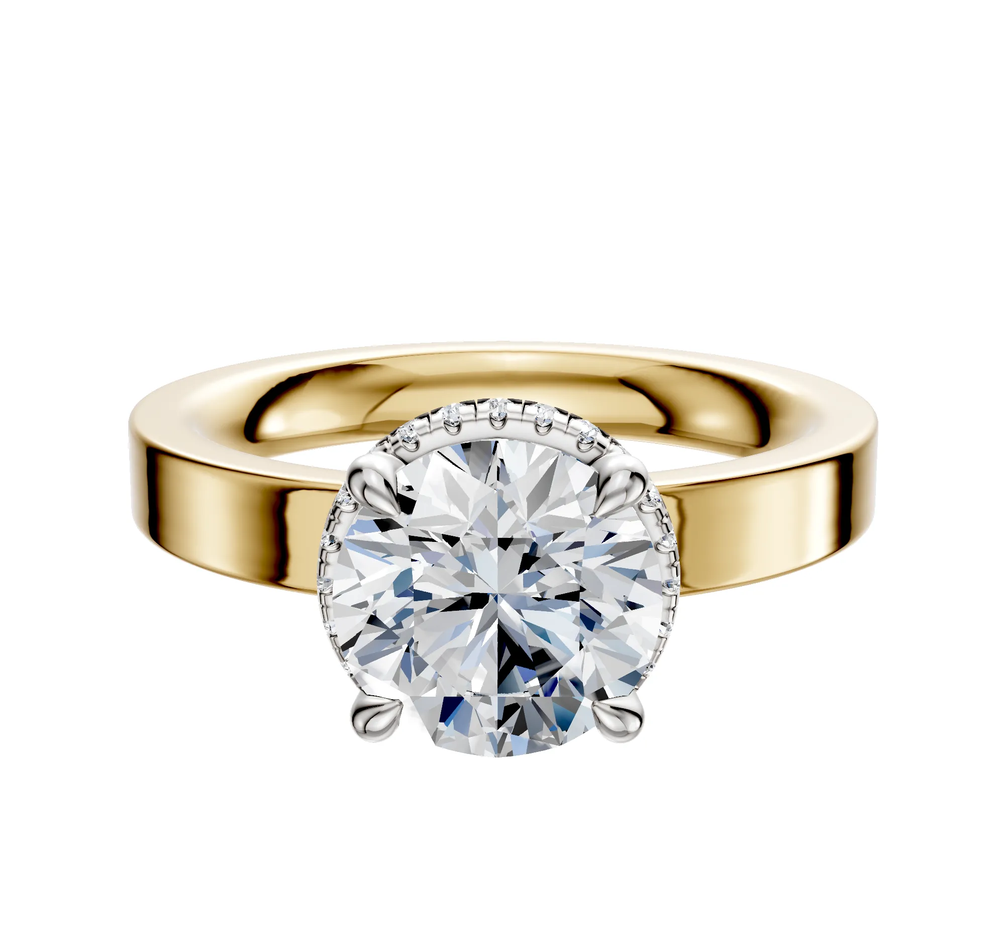 14K Two Tone 4 Prong Collar Classic Flat 3.0mm Engagement Ring sold by Effy