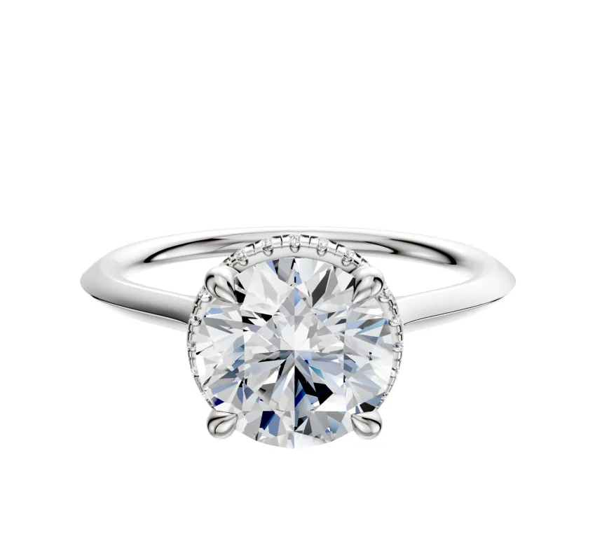 14K White Gold 4 Prong Collar Cathedral Knife Edge 1.5mm Engagement Ring sold by Effy