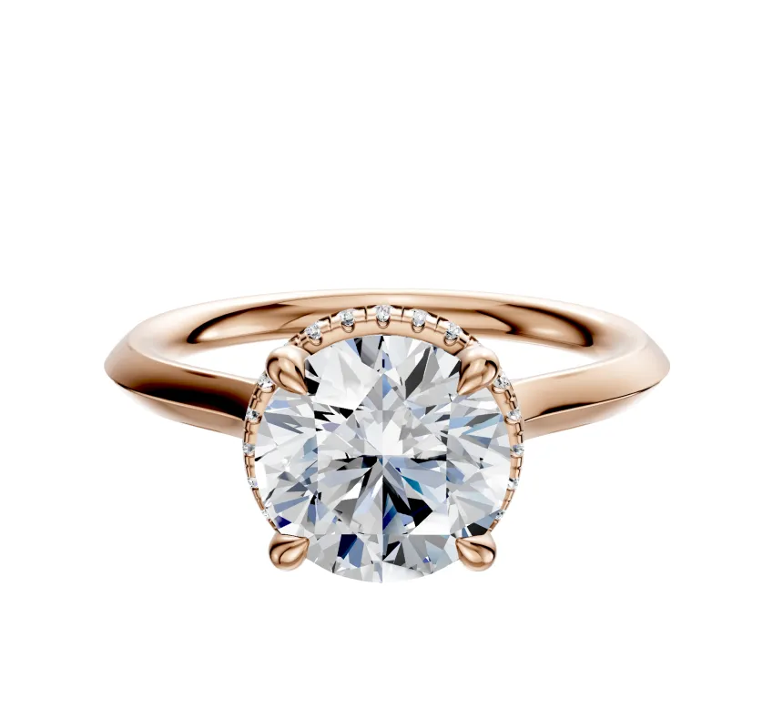 14K Rose Gold 4 Prong Collar Cathedral Knife Edge 2.0mm Engagement Ring made by Effy