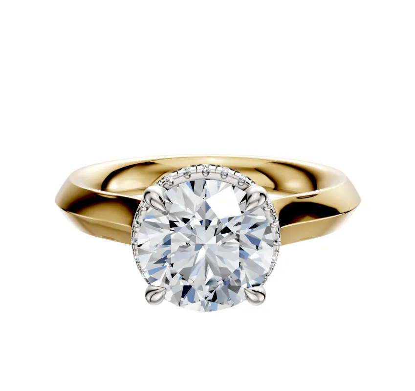 18K Two Tone 4 Prong Collar Cathedral Knife Edge 3.0mm Engagement Ring sold by Effy