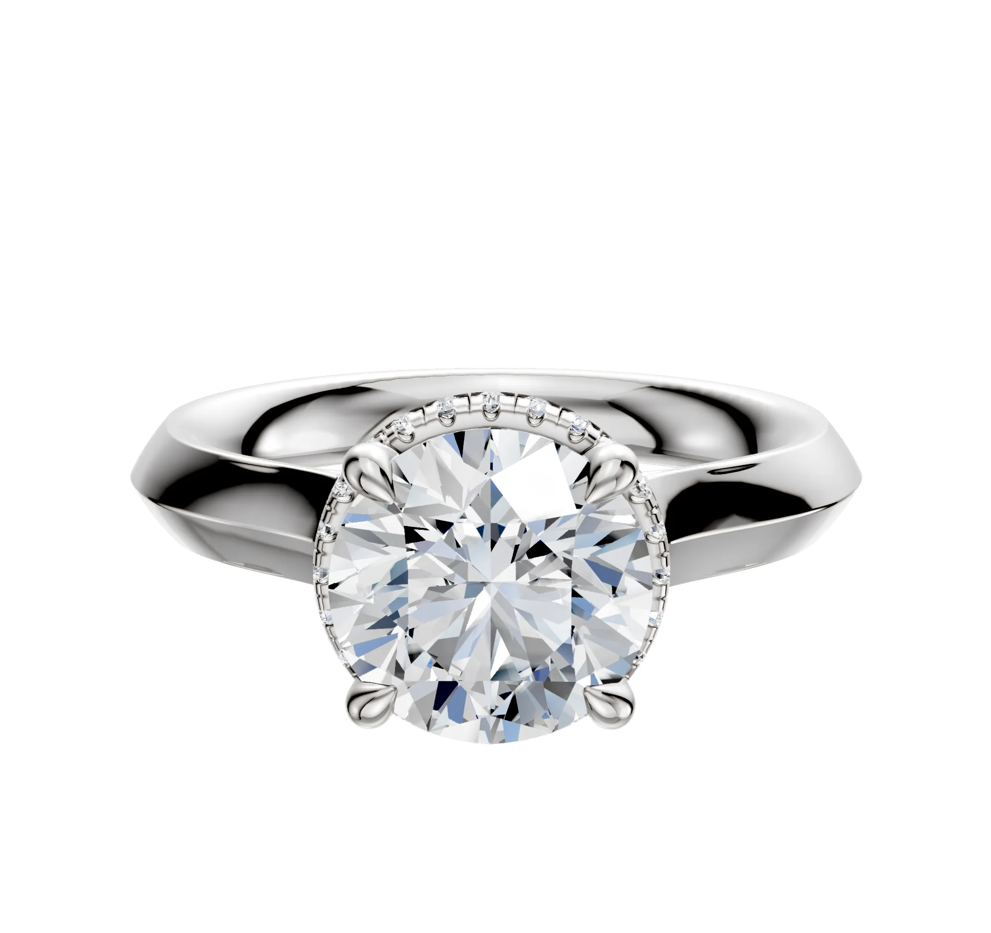 Platinum 4 Prong Collar Cathedral Knife Edge 3.0mm Engagement Ring sold by Effy