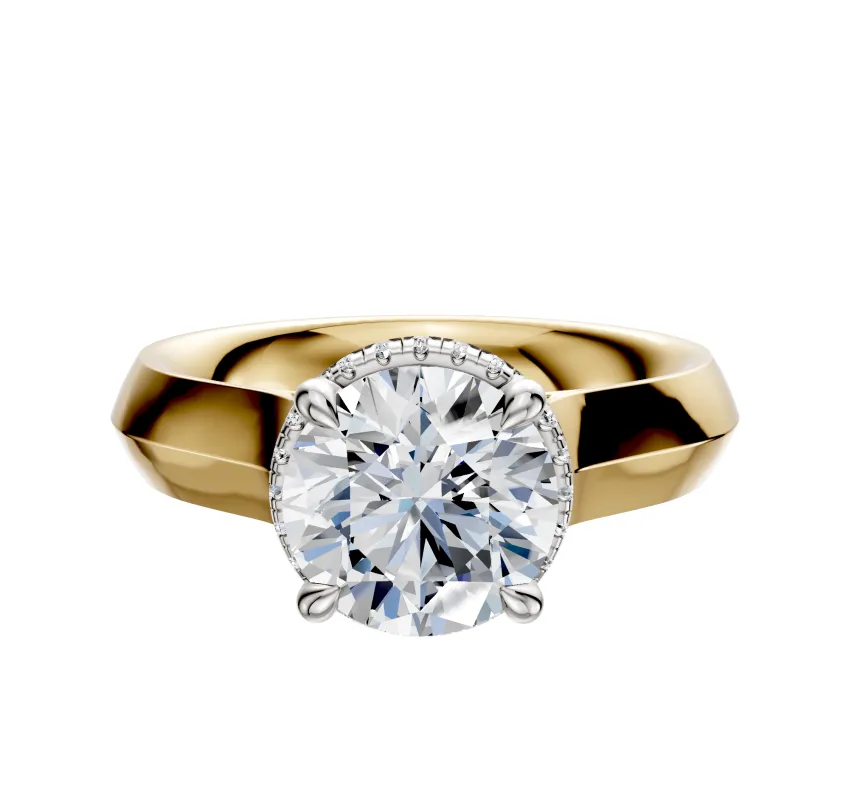 14K Two Tone 4 Prong Collar Cathedral Knife Edge 4.0mm Engagement Ring sold by Effy